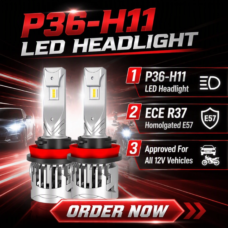 লাক্সফাইটার ECE R37-প্রত্যয়িত P36 H11 LED হেডলাইট বাল্ব চালু করেছে